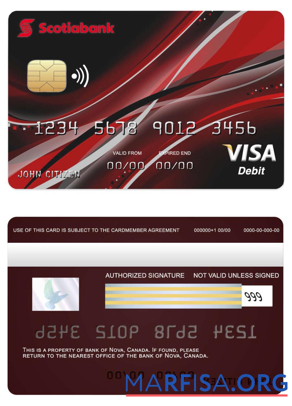 Realistic Canada Nova bank visa card real example